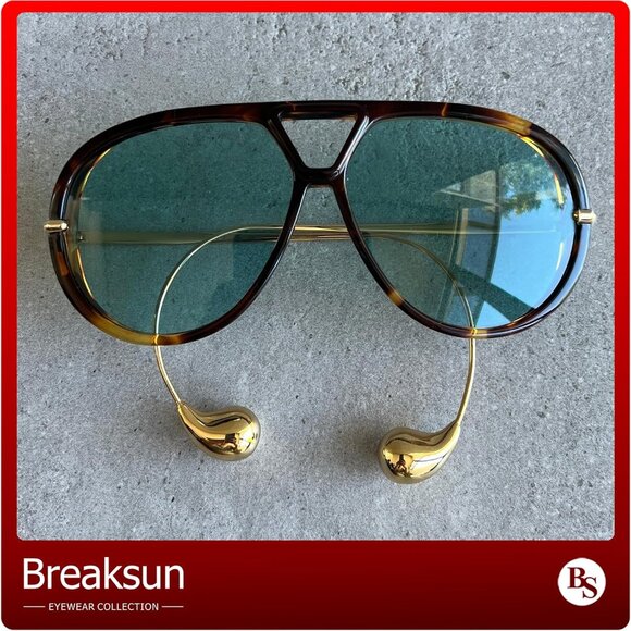 Tortoise Shell Aviator Sunglasses with Gold Accents - Picture 5 of 8